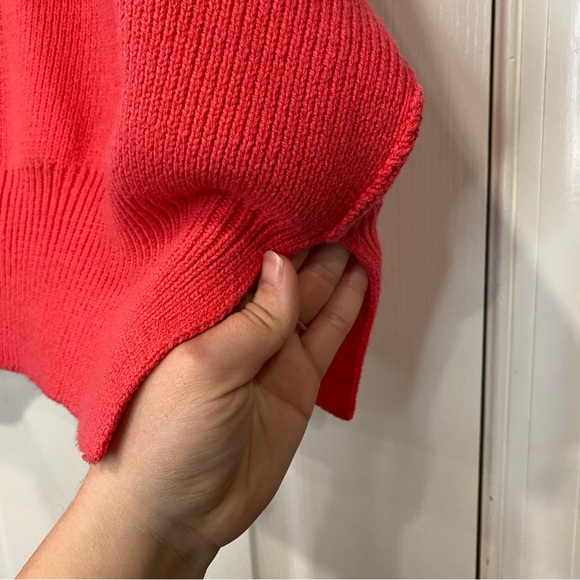 Free People Easy Street Tunic Mock Neck Pullover Sweater Oversized XS Pink Patch - Picture 8 of 15